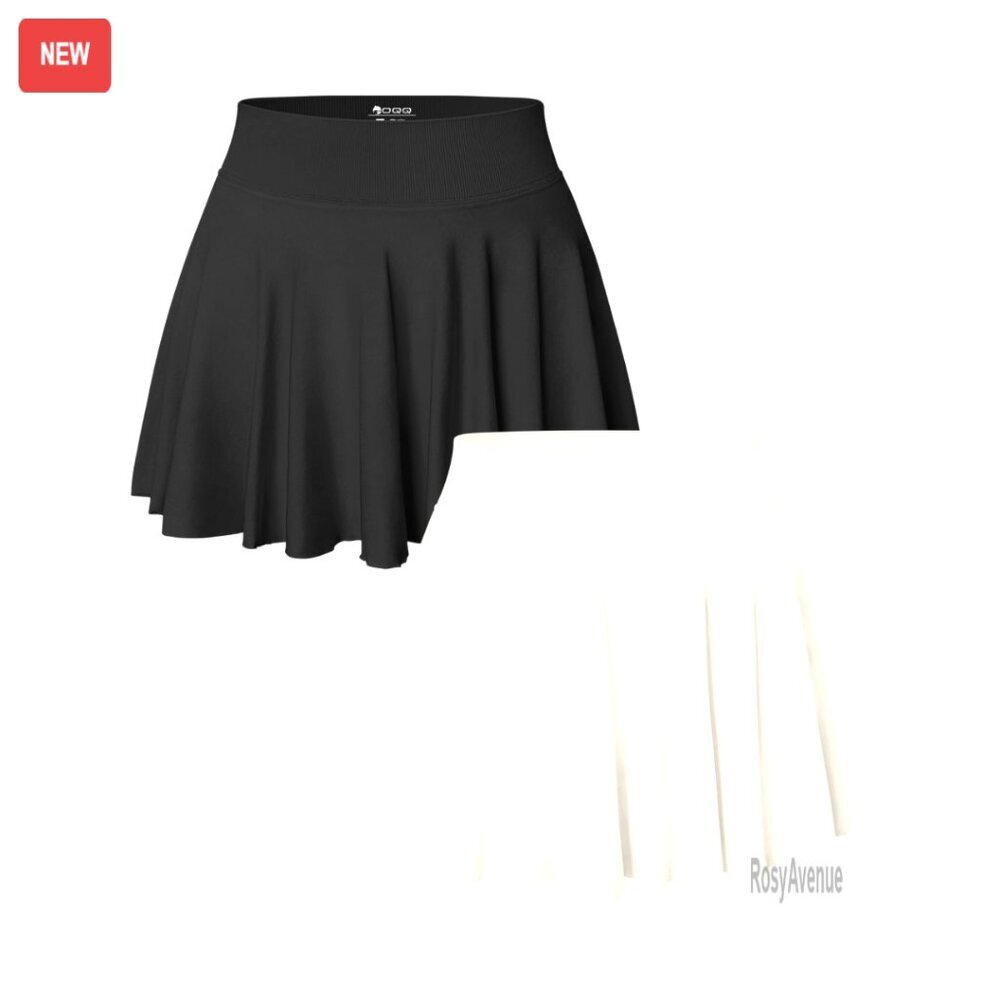 2-Piece Stretchy Flared Mini Skirts Set, High Waist, Versatile Casual Wear